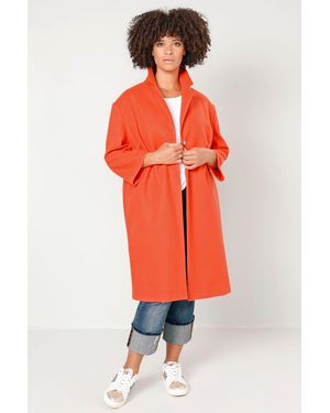 Sara Lindholm Wintermantel Mantel Boxy Fit Revers Langarm - Rot