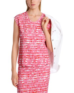 Marc Cain "Collection Summer Flash" Premium mode T-Shirt mit Alloverprint - Rot