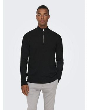 Only & Sons Strickpullover Onswyler Life Reg 14 Half Zip Knit Noos - Schwarz
