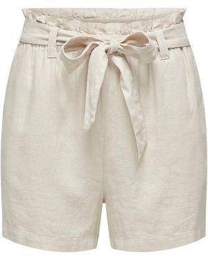 Jacqueline De Yong Kurze Stoff Paperback Hose aus Leinen JDYSAY MW LINEN SHORTS WVN NOOS - Grau
