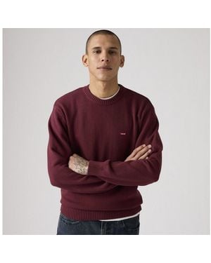 Levi's Strickpullover Classic Hm Sweater Mit Logostickerei Und Aus Reiner Baumwolle - Schwarz
