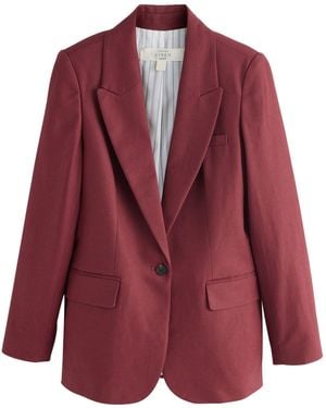 Next Jackenblazer Einreihiger Single Blazer mit hohem Leinenanteil (1-tlg) - Rot