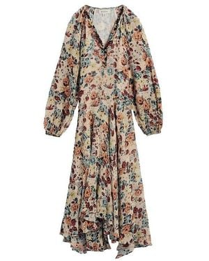 BHOEM Maxikleid Fließendes Maxikleid Mit Blumenprint (1-Tlg) - Weiß