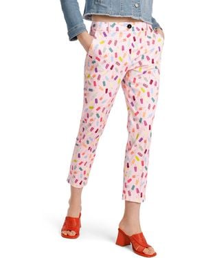 Marc Cain 7/8-Hose "Pants Pastel Icecream" Premium mode Modell FRANCA mit Eis-am-Stiel-Motiv - Rot