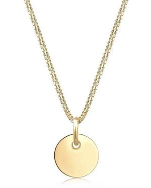 Elli Jewelry Kette Mit Anhänger Panzerkette Mit Kreis Rund Plättchen 925 Silber, Geo - Mettallic