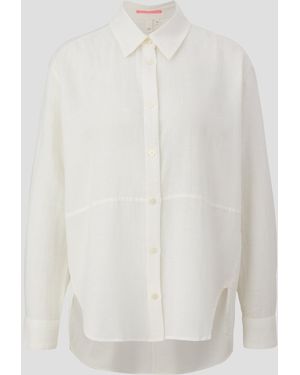 QS Langarmbluse Oversized Bluse aus Viskosemix Ziernaht - Weiß