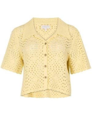 Apricot Cardigan Blumiger Cardigan Mit Häkelverzierungen - Gelb
