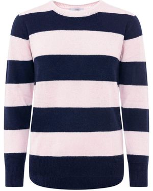 Zwillingsherz Kaschmirpullover 100% Kaschmir Blockstreifenpullover - Blau