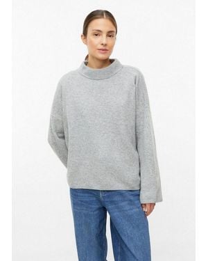 S.oliver Longpullover Strickpullover Wollmix-Strickpullover Im Relaxed Fit - Grau