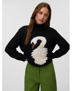Vero Moda Stehkragenpullover Vmswan Ls Highneck Pullover Vip Materialmix, Regular Fit, Mit Wolle - Grün