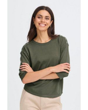 Fransa Strickpullover Strickpullover Halbarm Frzubasic - Grau