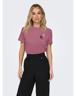 ONLY T-Shirt Onlkita Reg S/S Mix Top Cs Jrs Ex Baumwolle, Regular Fit - Lila