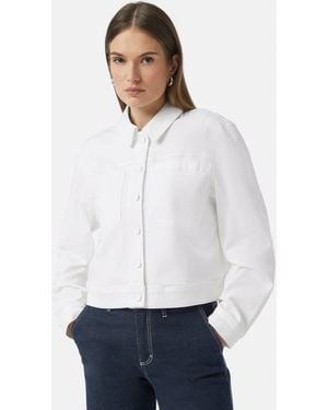 comma casual identity Blusenblazer Verkürzte Jeansjacke im Boxy Fit Waschung - Weiß