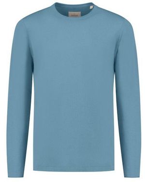 Dstrezzed Langarmshirt – Unifarbenes Longsleeve aus Baumwolle mit Logo - Blau