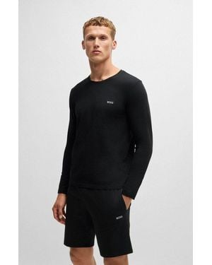BOSS Langarmshirt Mix&Match Ls-Shirt R Mit Stickerei Auf Der Brust - Blau