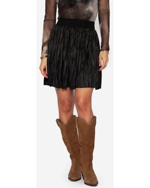 SassyClassy Minirock Minirock Damen Aus Kunstleder Mit Pliseefalten Plissierter Rock Kurz - Schwarz