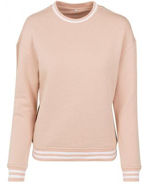 Build Your Brand Sweatshirt College Sweat Crew, Überschnittene Schultern - Natur