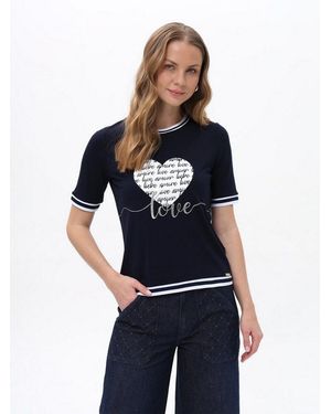 Passioni T-Shirt Mit Herz Motiv Blaues T-Shirt Mit Herz Motiv Und Schriftzug