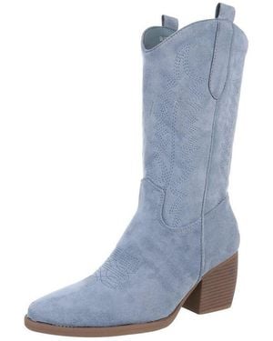 Ital-Design Stilvolle Damenstiefel Aus Hochwertigem Material Westernstiefel (89938000) Blockabsatz Stiefel - Blau