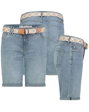 Sublevel Bermudas Jeans Shorts Bermuda Kurze Hose Short Stretch Denim Gürtel - Blau