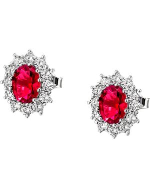 Firetti Paar Ohrstecker Schmuck Geschenk Silber 925 Ohrschmuck Ohrringe Lady D Diana Royal - Rot