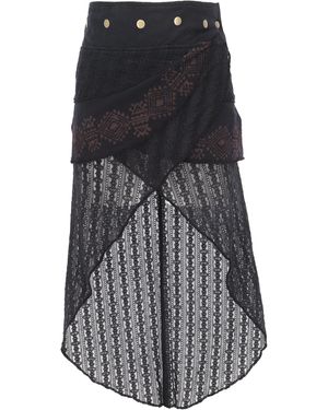 Guru-Shop Minirock Psytrance Goa Pixi Lagenrock, Wickelrock mit.. alternative Bekleidung - Schwarz