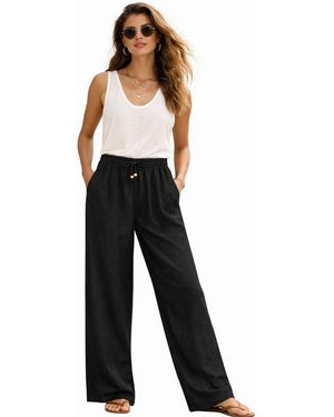 EIGHT2NINE Chinos Damen Leinen Hose Leinenhose Regular Freizeithose Sommer - Schwarz