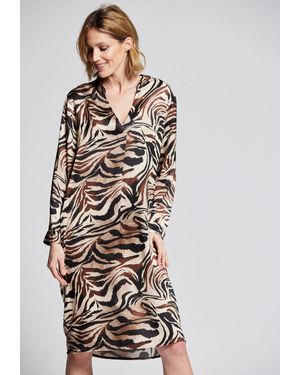 Andijamo-Fashion Satinkleid WILD REBEL exklusiv Print - Weiß