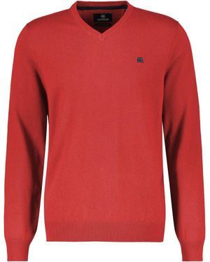 Lerros Strickpullover V-Neck Pullover mit Kaschmiranteil - Rot