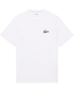 Lacoste T-Shirt Herren T-Shirt Croc Print Kurzarm Rundhals Baumwolle - Weiß