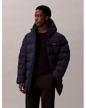 Calvin Klein Steppmantel Ls Bonded Chnnld Long Hooded Puf Mit Rundhalsausschnitt, Regular Fit - Blau