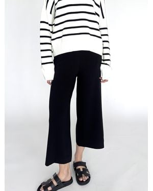 Zuckerwatte Strickhose mit weitem Bein, aus feinem Viskose Stretch - Blau