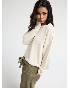 Roxy Rundhalspullover Something Cute Mit Rollsaum, Langarm, Unifarbenes Design - Natur