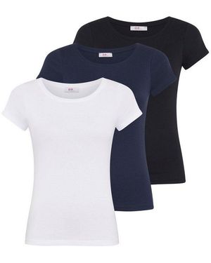 Flashlights T-Shirt (3-Er Pack) Kurzarm, Sehr Figurbetonte Passform, Aus Feinrippstoff - Blau