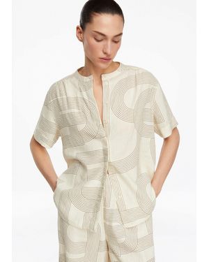 Comma, Kurzarmbluse Kurzarm-Bluse aus Leinenmix - Weiß