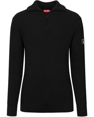 Derbe Strickpullover Matrosenplünn Maritim, Reißverschluss - Schwarz