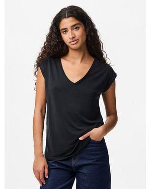 Pieces Kurzarmshirt Pckamala Tee Noos Bc Materialmix, Regular Fit - Schwarz