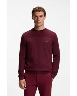 BOSS Strickpullover Kn Momentum-X Cn Rundhalsausschnitt, Regular Fit, Kontrast Hd-Logo - Rot