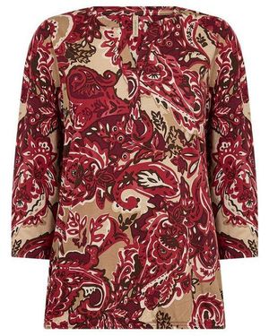 Soya Concept Shirtbluse Sc-Felicity Aop 517 Aus Baumwolle Und Viskose, Normale Passform, Mit 3/4-Ärmeln - Rot