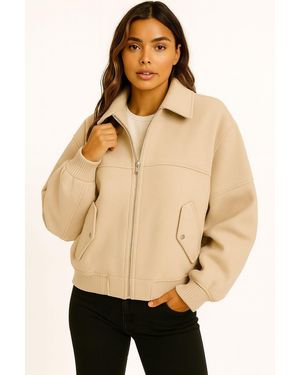 Worldclassca Bomberjacke Bomberjacke Trench Kragen Oversize Übergangsjacke Blouson Neue Kollektion - Natur