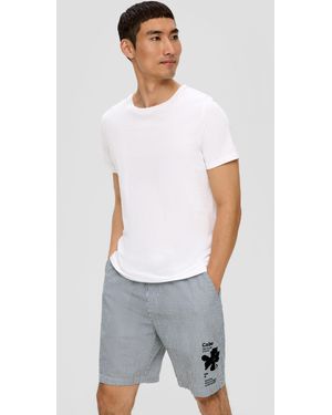 S.oliver Bermudas Bermuda-Shorts im Relaxed Fit mit Print-Detail Garment Dye - Weiß