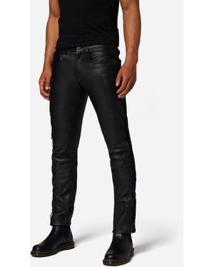 RICANO Cow Waxy (geschnürt) Lederhose mit Schnürungen im 5-Pocket-Stil - Schwarz