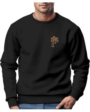 Neverless Sweatshirt Aufdruck Print Palme Line Art Motiv - Schwarz