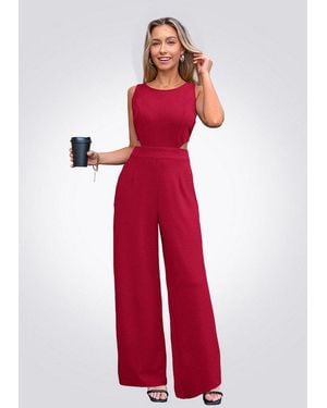 CUPSHE Jumpsuit Aermelloser Jumpsuit Mit Cutout Taille Und Weitem Bein - Rot