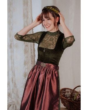 Marjo Dirndl Samt Dirndl 2Tlg - Braun