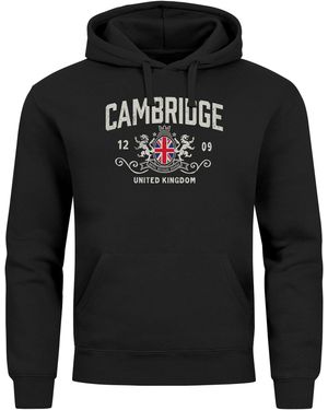 Neverless Hoodie Cambridge United Kingdom Union Jack England Print Retro - Schwarz