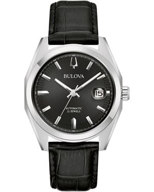 Bulova Automatikuhr Surveyor 96B435, Armbanduhr, uhr, uhr, Lederarmband, Saphirglas - Schwarz