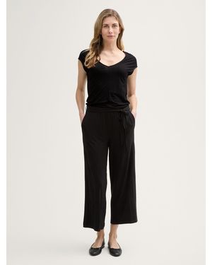 Tom Tailor Jersey Jumpsuit mit Bindegürtel - Schwarz