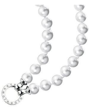 GIORGIO MARTELLO MILANO Perlenkette Muschelkern Perlen, Ringverschluss, Silber 925 - Schwarz