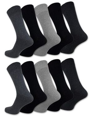 sockenkauf24 Basicsocken 10 Paar Komfortsocken Herren & Damen Baumwolle (Grautöne, 39-42) Schwarz Business Herrensocken Classic